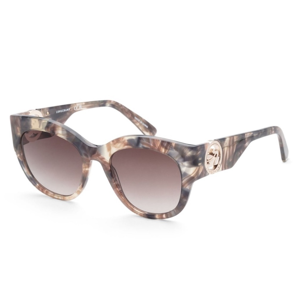 NWT Longchamp Women's 52 mm Marble Brown Beige Sunglasses